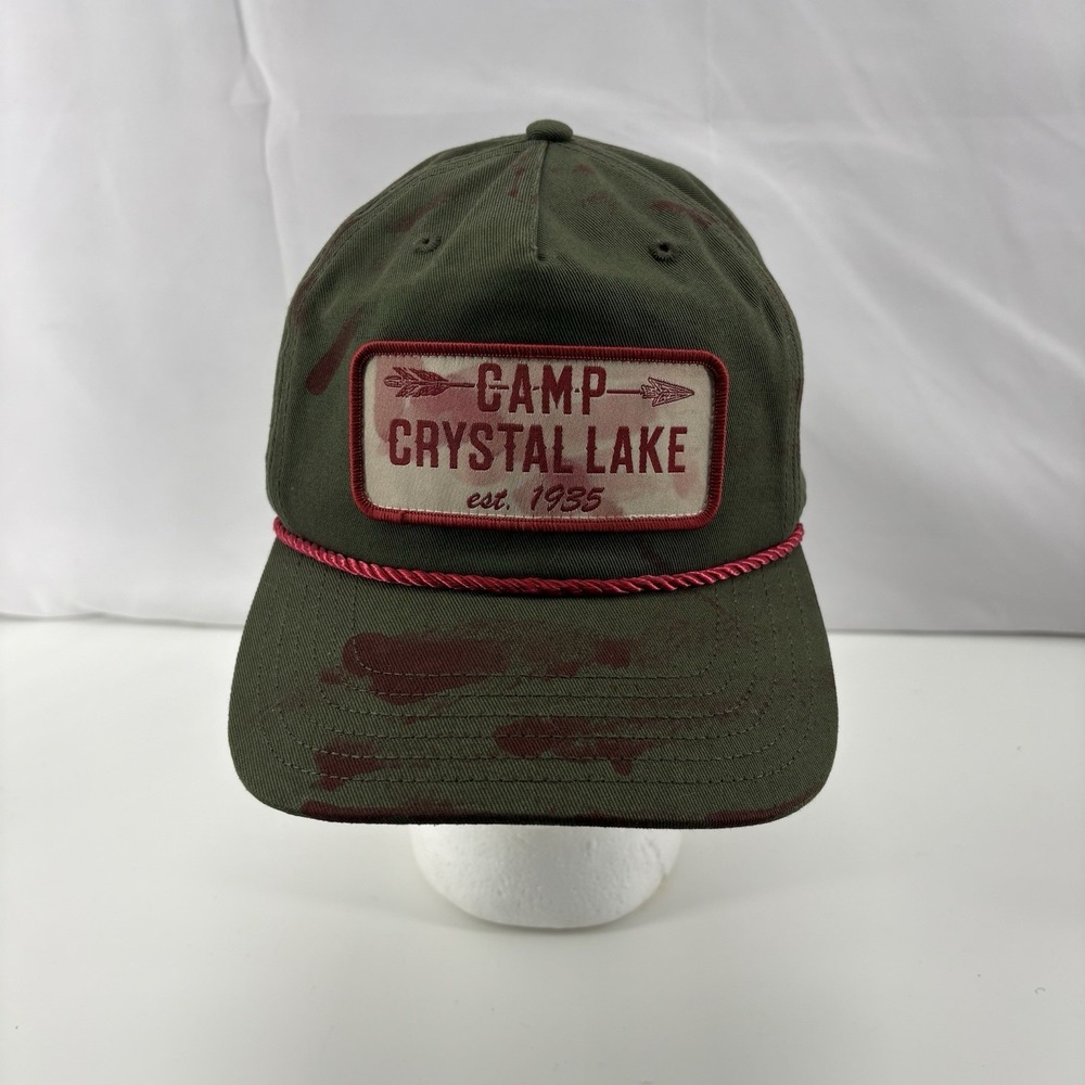 Friday The 13th Camp Crystal Lake Badge Green Retro Grandpa Snapback Hat NWOT